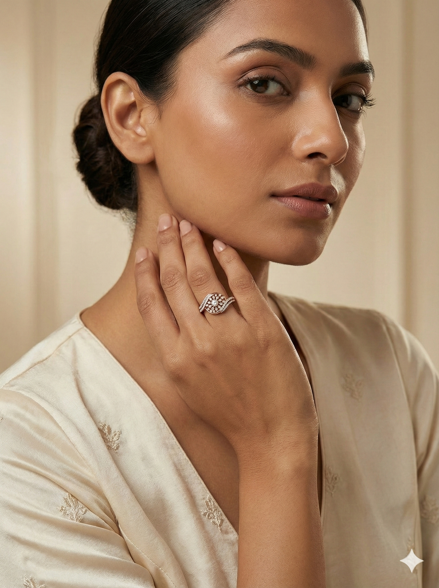 The Rose Gold Open-Work Sunburst Diamond Ring