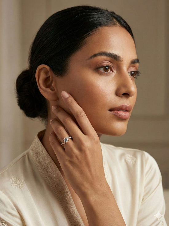 The Rose Gold Round Diamond Pave Bypass Engagement Ring