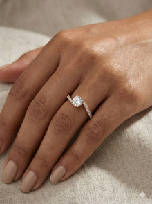 The Rose Gold Round Diamond Pave Bypass Engagement Ring