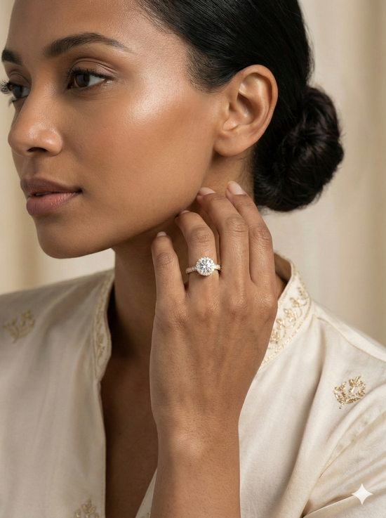 The Rose Gold Vintage Halo Round Diamond Ring