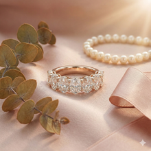 The Rose Gold Oval Cut Diamond Seven-Stone Band