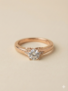 The Rose Gold Round Diamond Tapered Cathedral Ring