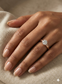 The Rose Gold Round Diamond Tapered Cathedral Ring