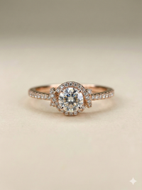 The Rose Gold Round Diamond Love Knot Halo Ring