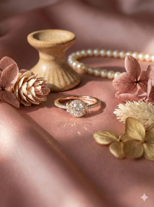 The Rose Gold Round Diamond Love Knot Halo Ring