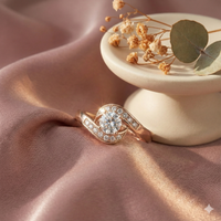 The Rose Gold Round Diamond Pave Swirl Bypass Ring