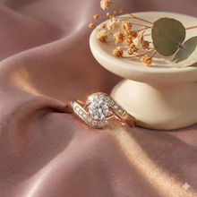 The Rose Gold Round Diamond Pave Swirl Bypass Ring