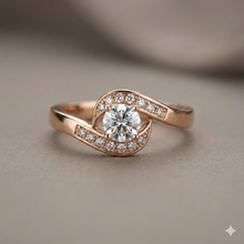The Rose Gold Round Diamond Pave Swirl Bypass Ring