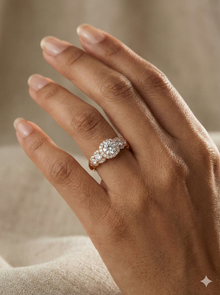 The Rose Gold Round Diamond Halo Graduated Five-Stone Ring