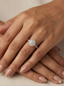 The Rose Gold Round Diamond Halo Pave Engagement Ring