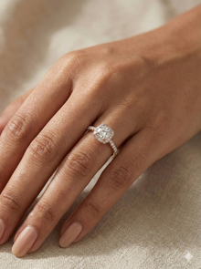 The Rose Gold Round Diamond Cushion Halo Engagement Ring