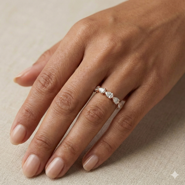 The Rose Gold Pear & Round Diamond Mixed Shape Five-Stone Ring