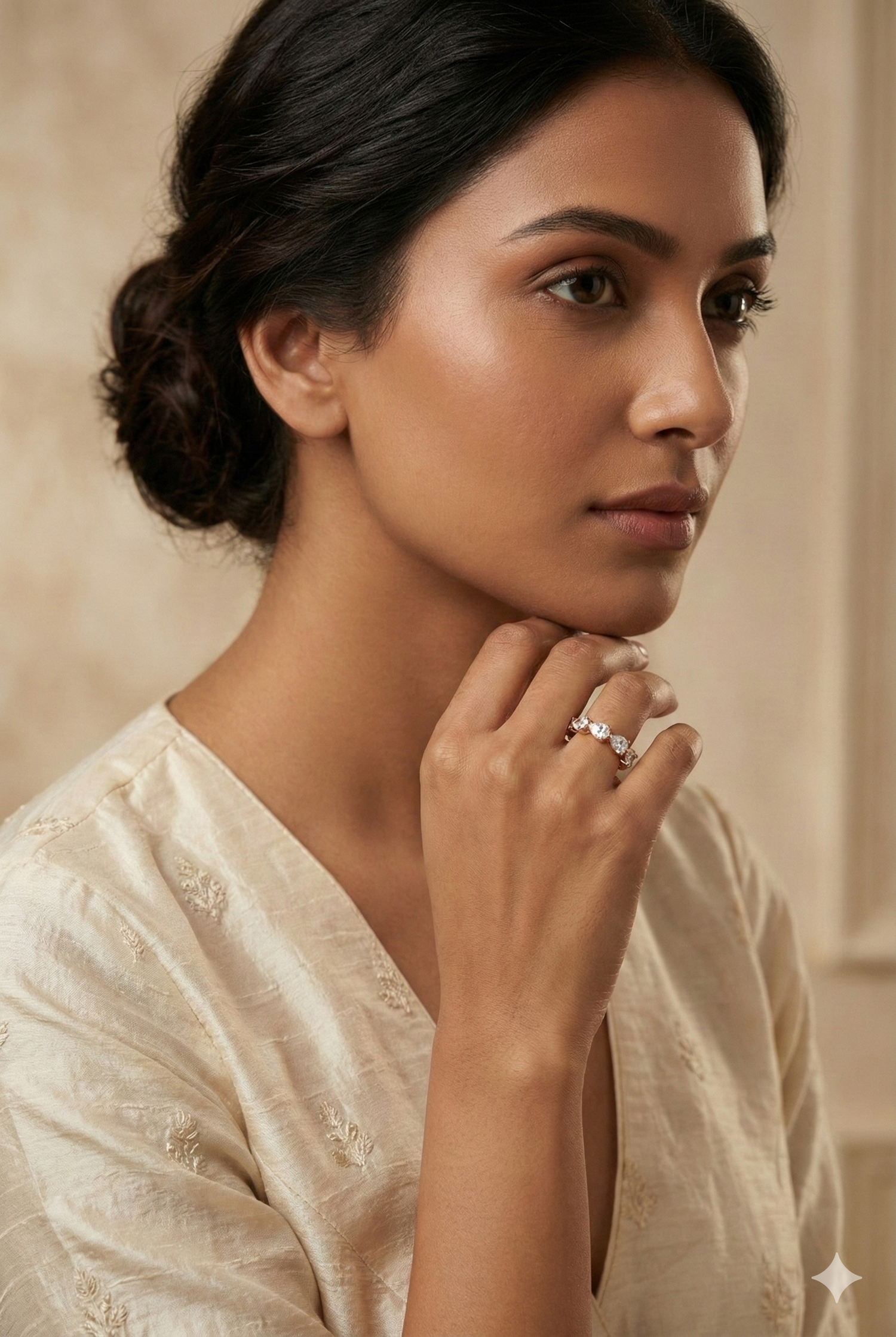 The Rose Gold Pear & Round Diamond Mixed Shape Five-Stone Ring