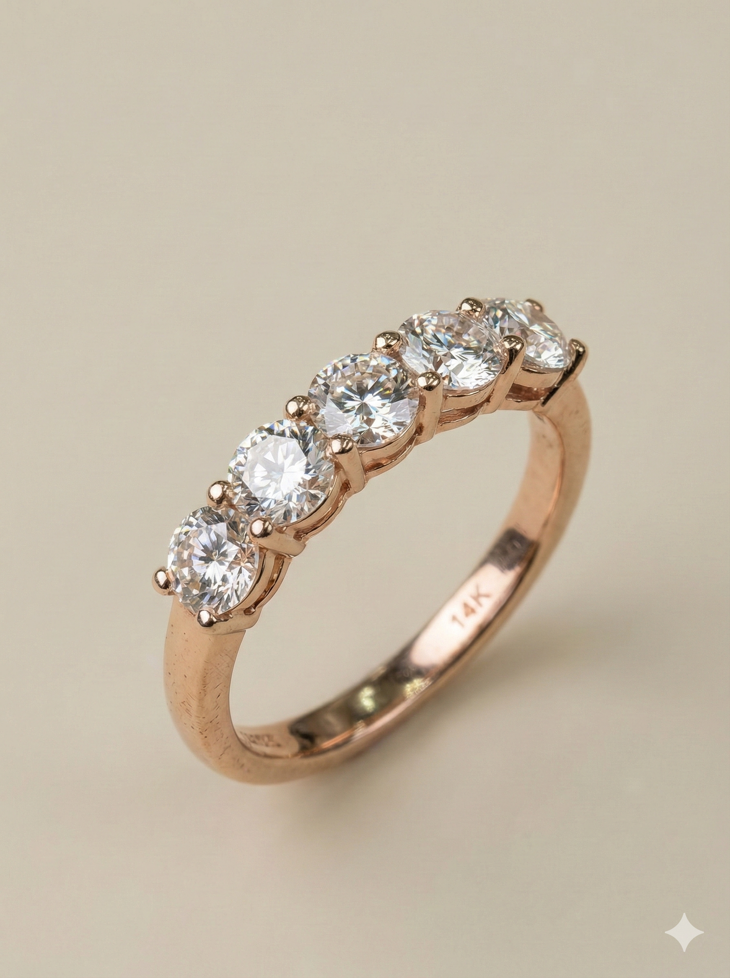 The Rose Gold Round Diamond Five-Stone Anniversary Ring