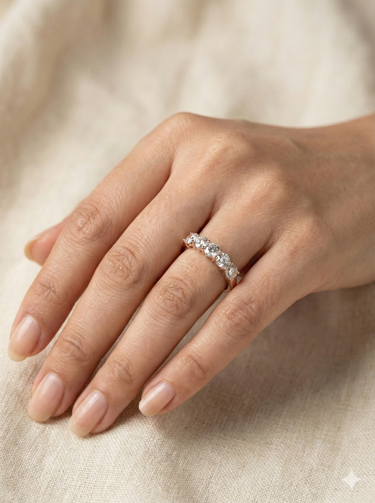 The Rose Gold Round Diamond Five-Stone Anniversary Ring