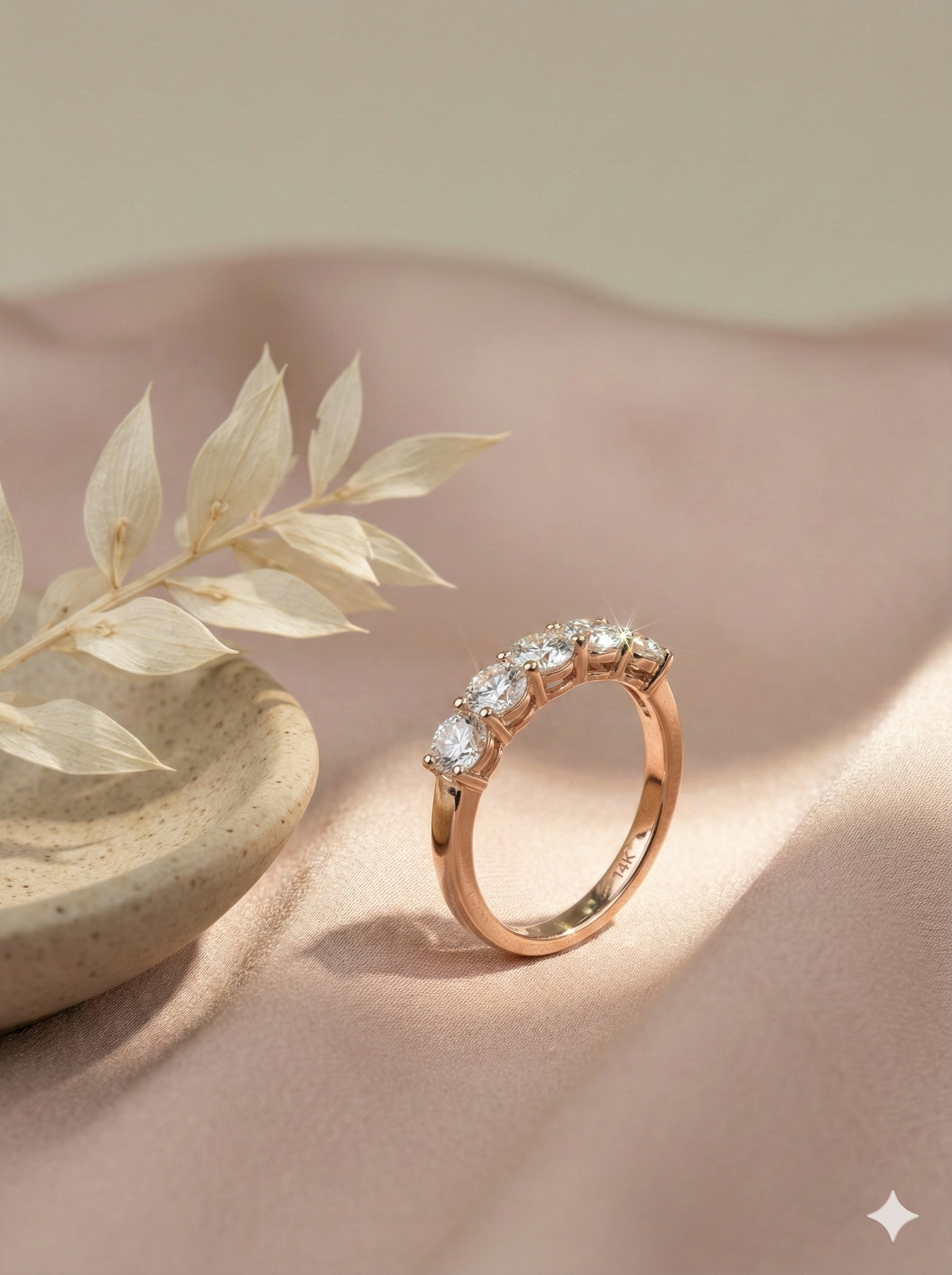The Rose Gold Round Diamond Five-Stone Anniversary Ring