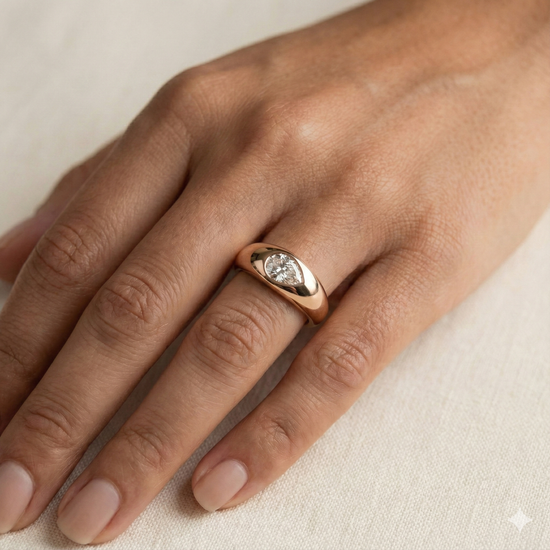 The Rose Gold Pear Diamond East-West Gypsy Ring