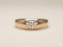 The Rose Gold Oval Diamond East-West Gypsy Ring