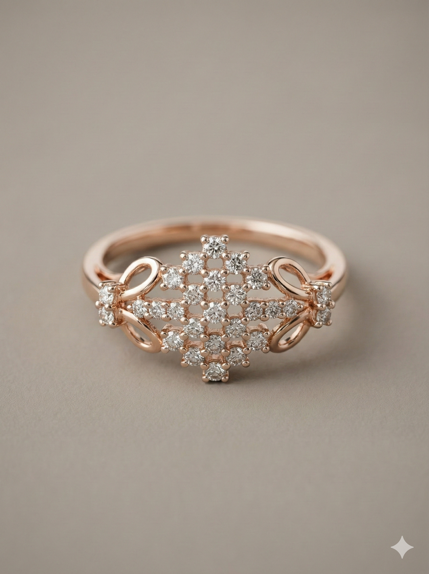 The Rose Gold Diamond Lattice Rhombus Ring