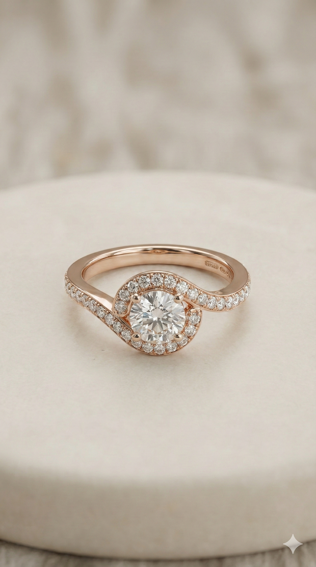 The Eternal Swirl Diamond Halo Ring
