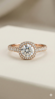 The Timeless Round Halo Rose Gold Diamond Ring