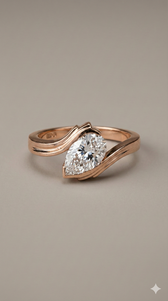 The Sweeping Pear Cut Diamond Ring