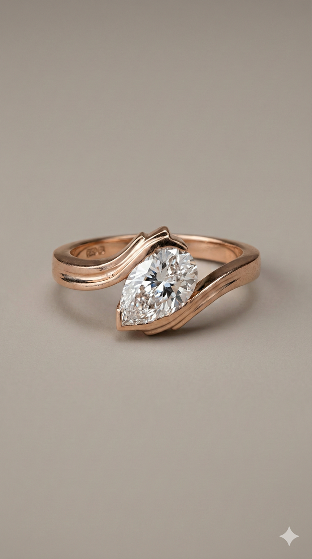 The Sweeping Pear Cut Diamond Ring