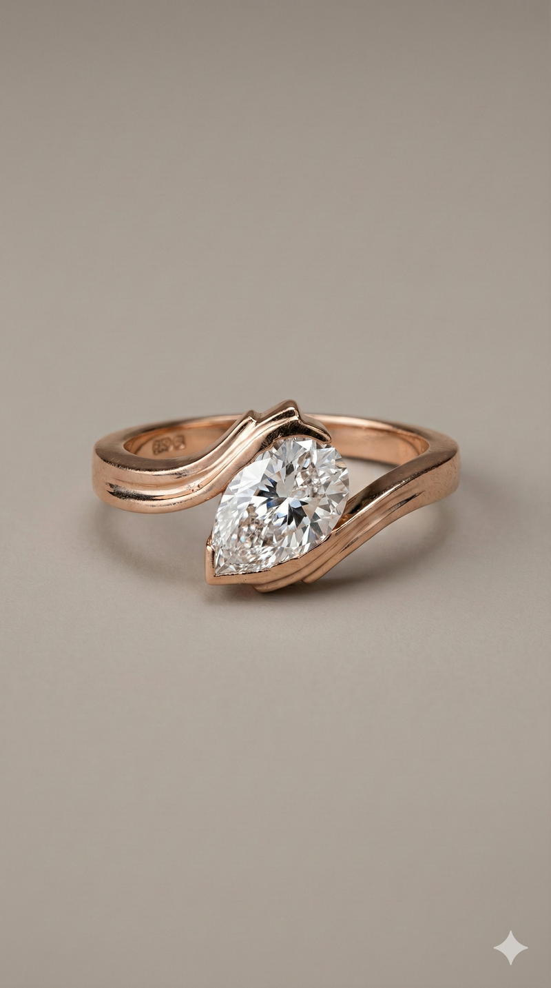 The Sweeping Pear Cut Diamond Ring