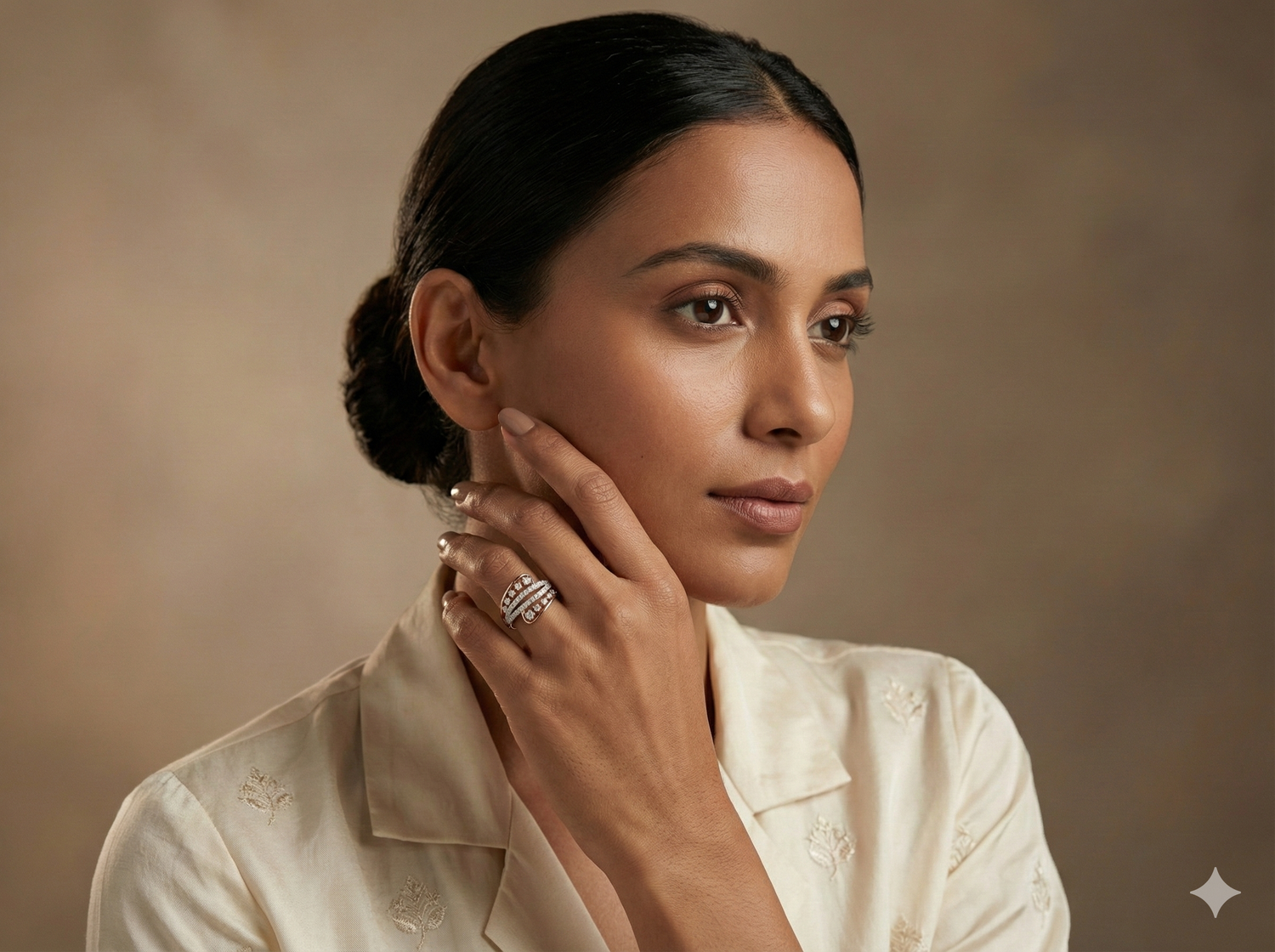 The Rose Gold Diamond Wave Crossover Ring