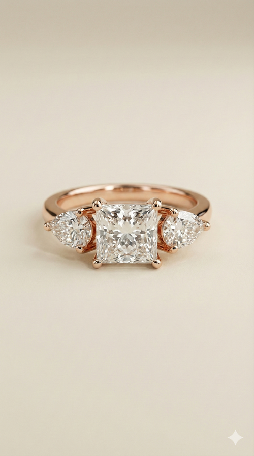 The Majestic Three-Stone Princess Cut Ring