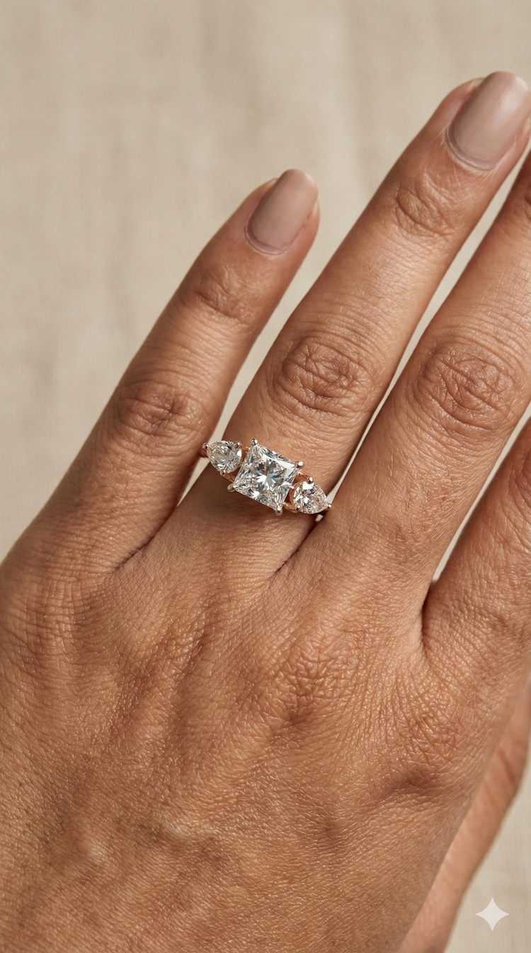 The Majestic Three-Stone Princess Cut Ring
