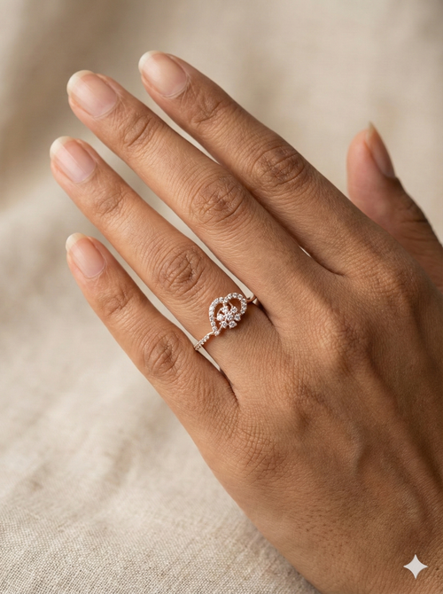 The Rose Gold Diamond Paisley Floral Ring