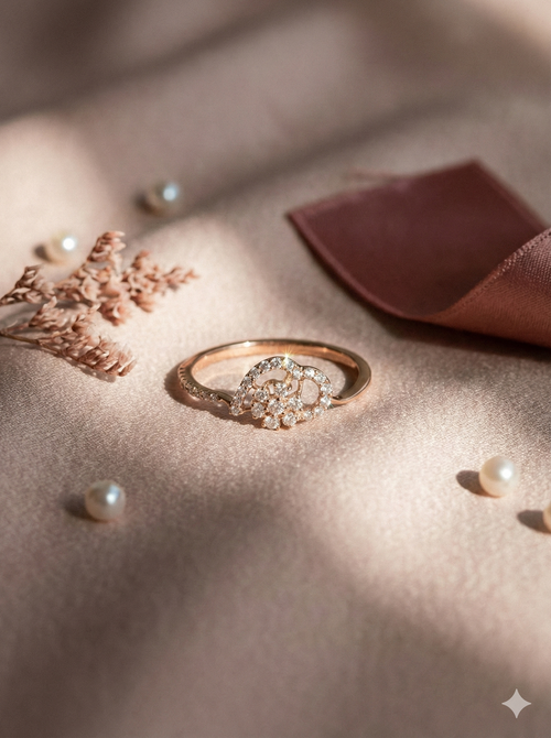 The Rose Gold Diamond Paisley Floral Ring