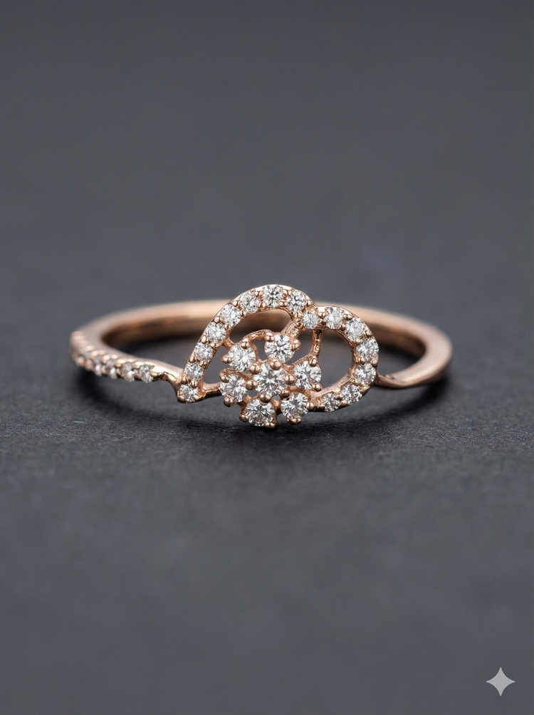 The Rose Gold Diamond Paisley Floral Ring