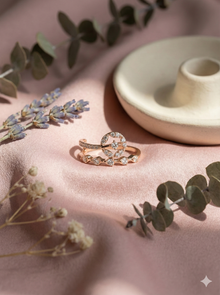 The Rose Gold Geometric Circle & Scalloped Diamond Ring