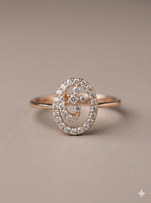 The Rose Gold Diamond Oval Om Symbol Ring