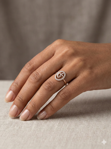 The Rose Gold Diamond Oval Om Symbol Ring