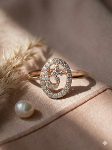 The Rose Gold Diamond Oval Om Symbol Ring