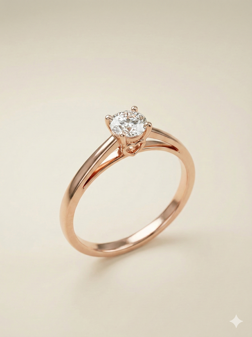 The Rose Gold Solitaire Diamond Ring with Hidden Heart Detail