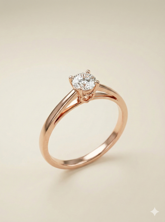 The Rose Gold Solitaire Diamond Ring with Hidden Heart Detail