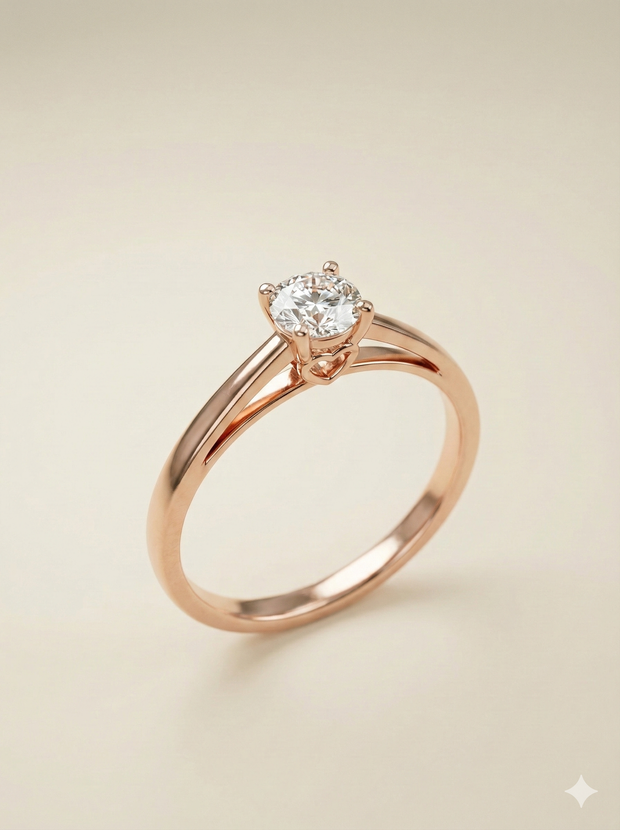 The Rose Gold Solitaire Diamond Ring with Hidden Heart Detail