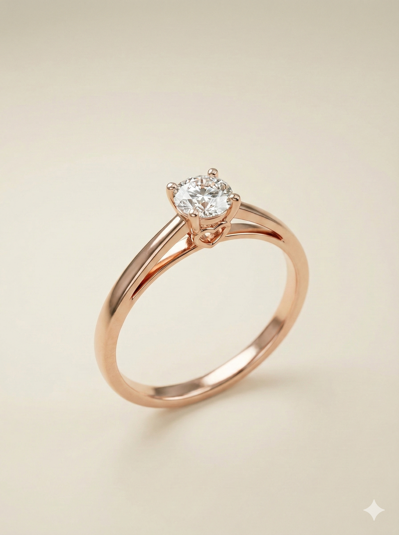 The Rose Gold Solitaire Diamond Ring with Hidden Heart Detail