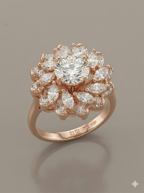 The Majestic Diamond Lotus Ring