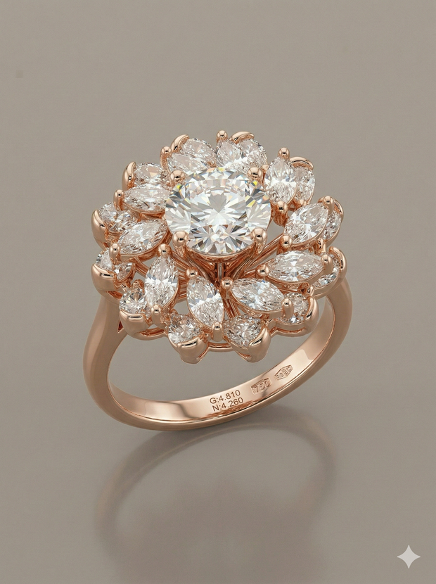 The Majestic Diamond Lotus Ring
