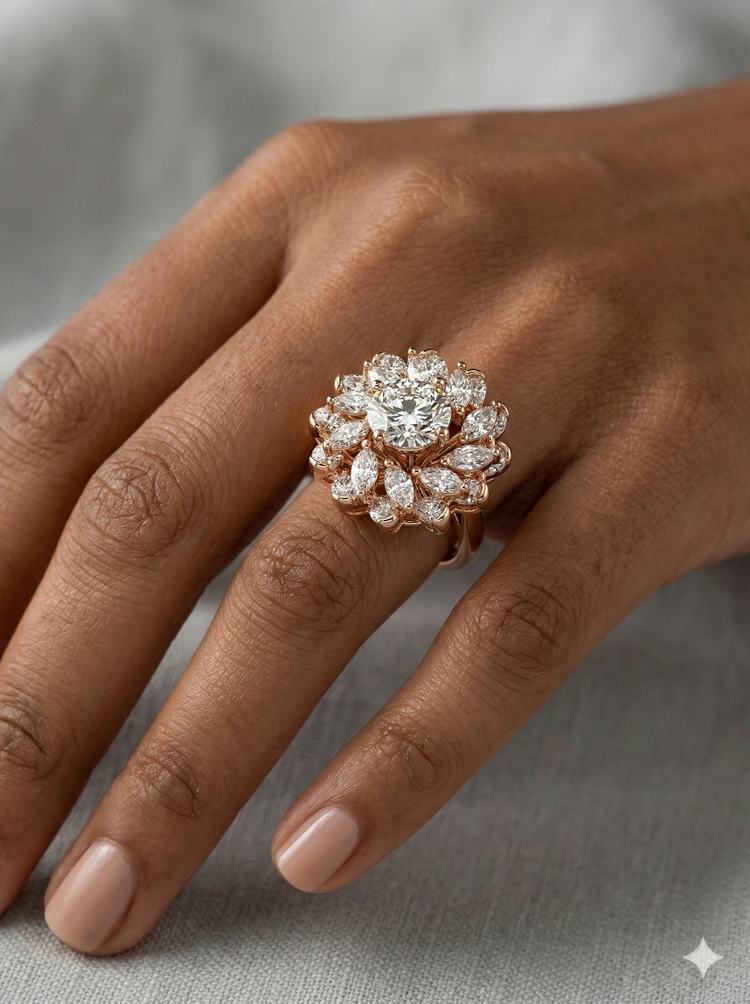 The Majestic Diamond Lotus Ring