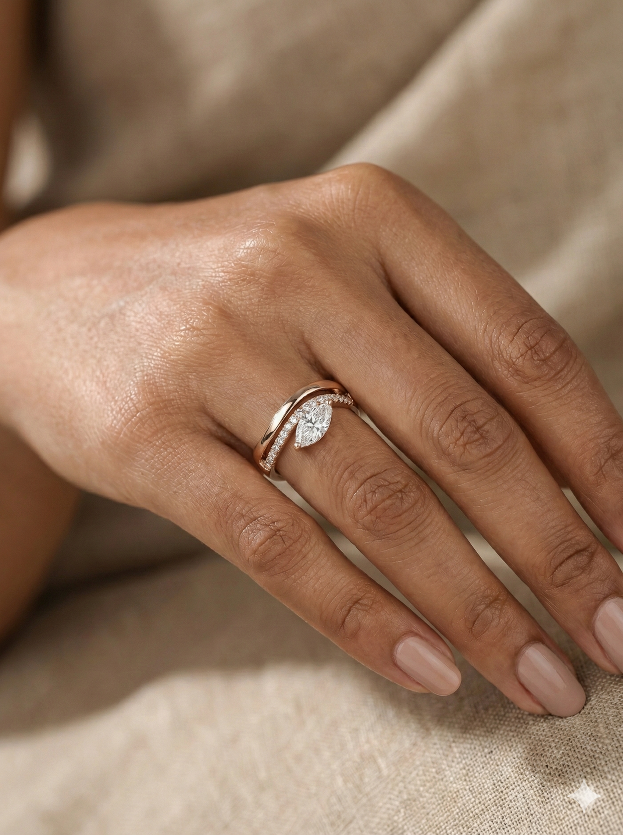 The Sweeping Marquise Double Band Ring