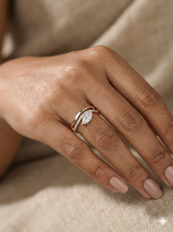 The Sweeping Marquise Double Band Ring