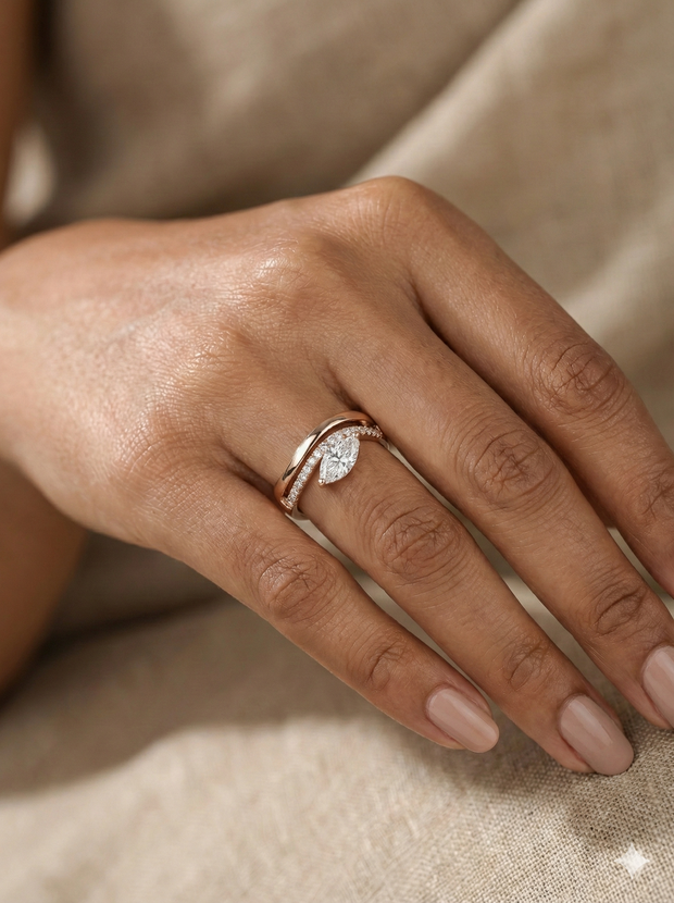 The Sweeping Marquise Double Band Ring