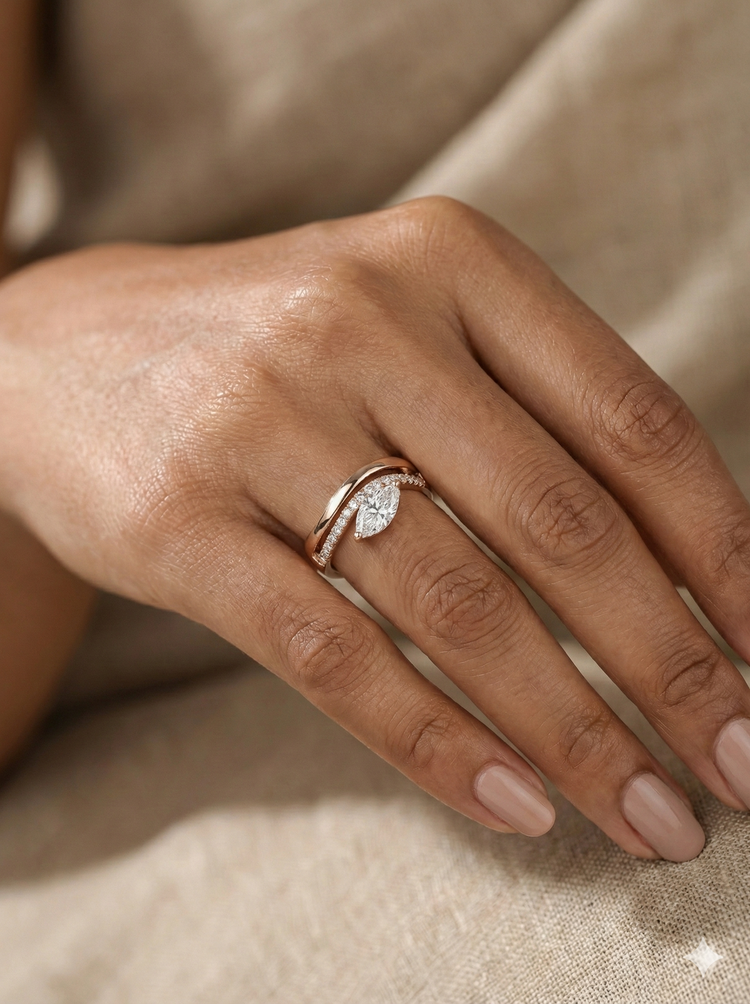 The Sweeping Marquise Double Band Ring