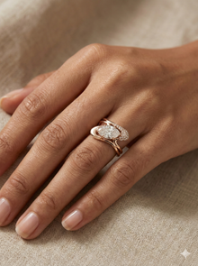 The Asymmetrical Marquise Wave Diamond Ring